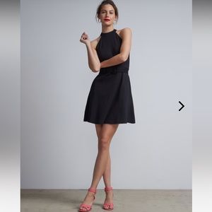 Belted Halterneck Flare Dress - City Knits